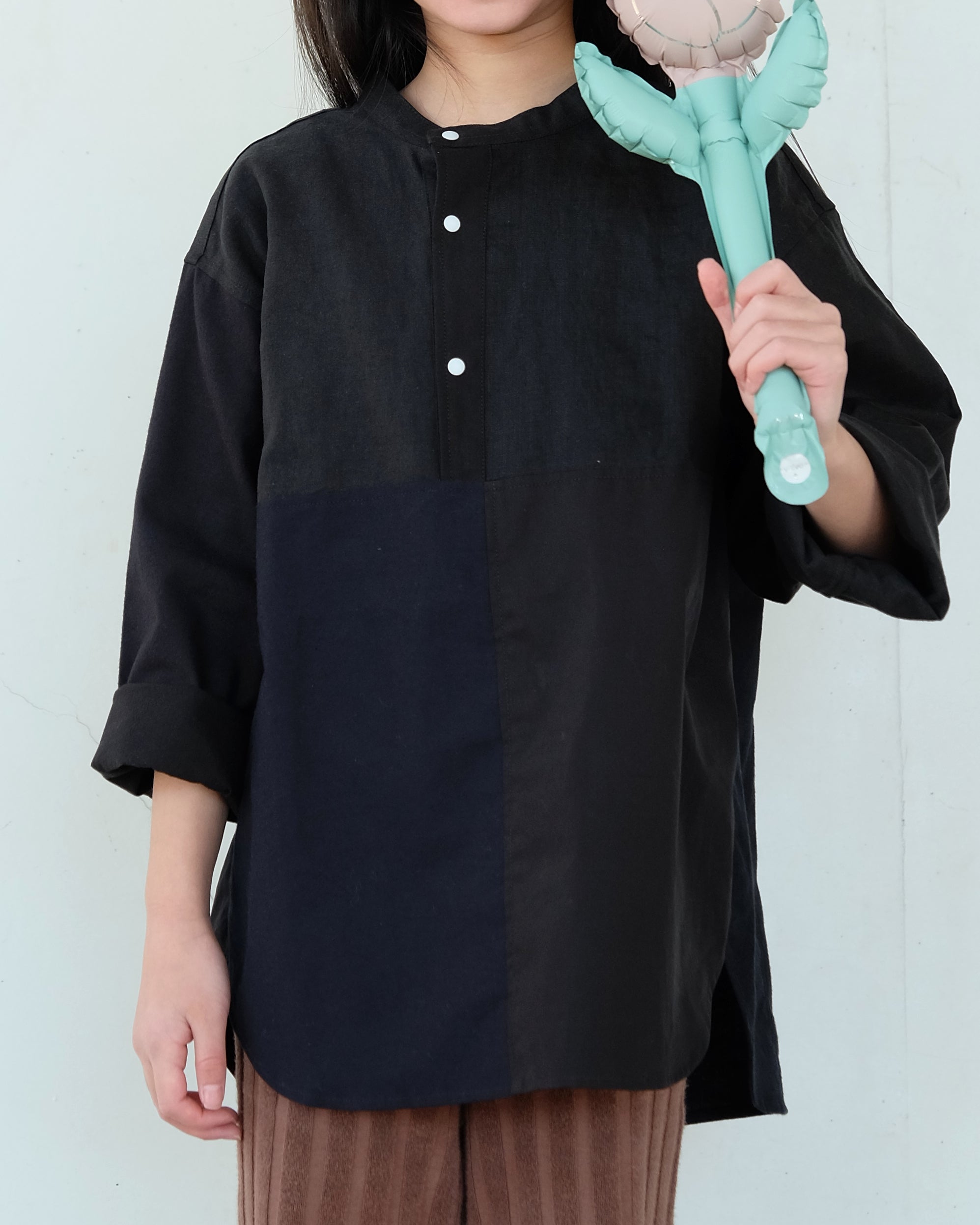 まかないシャツKIDS(BLACK and DARK NAVY)Mサイズ