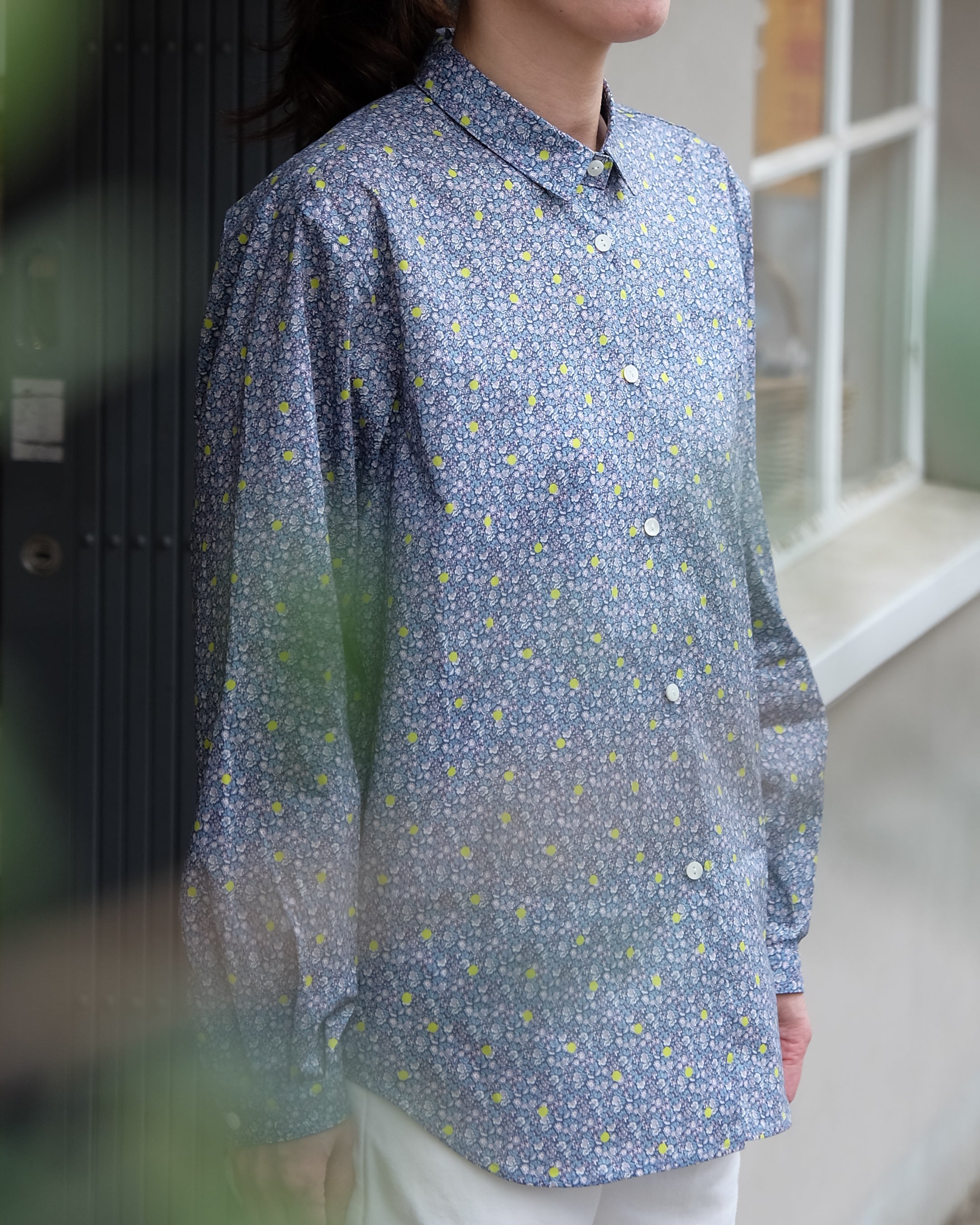 C&S別注ショートカラー長袖シャツ Sサイズ(LIBERTY abasanspot)